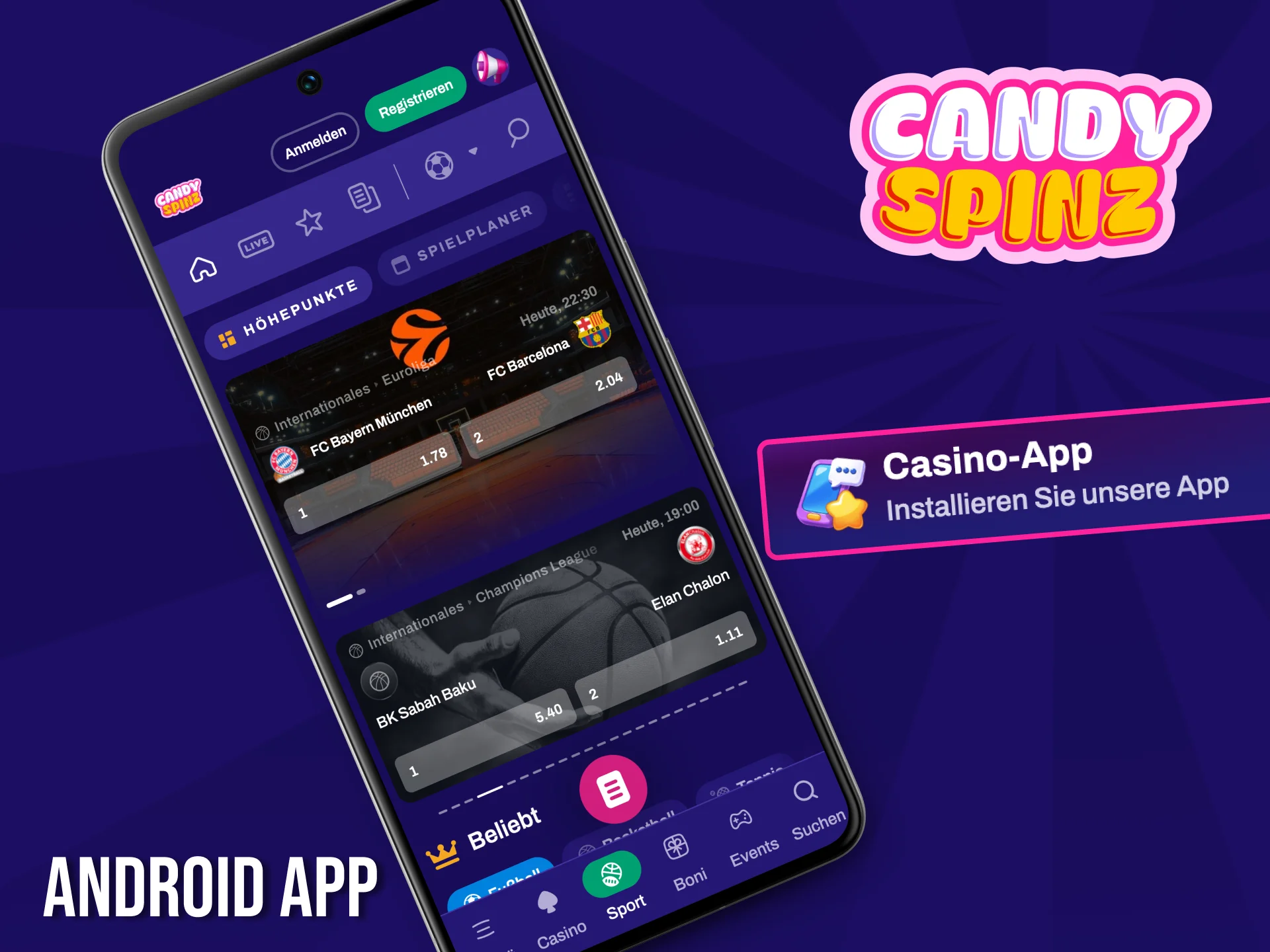Installieren Sie die Candy Spinz App auf Ihrem Android-Gerät mit nur wenigen Klicks.