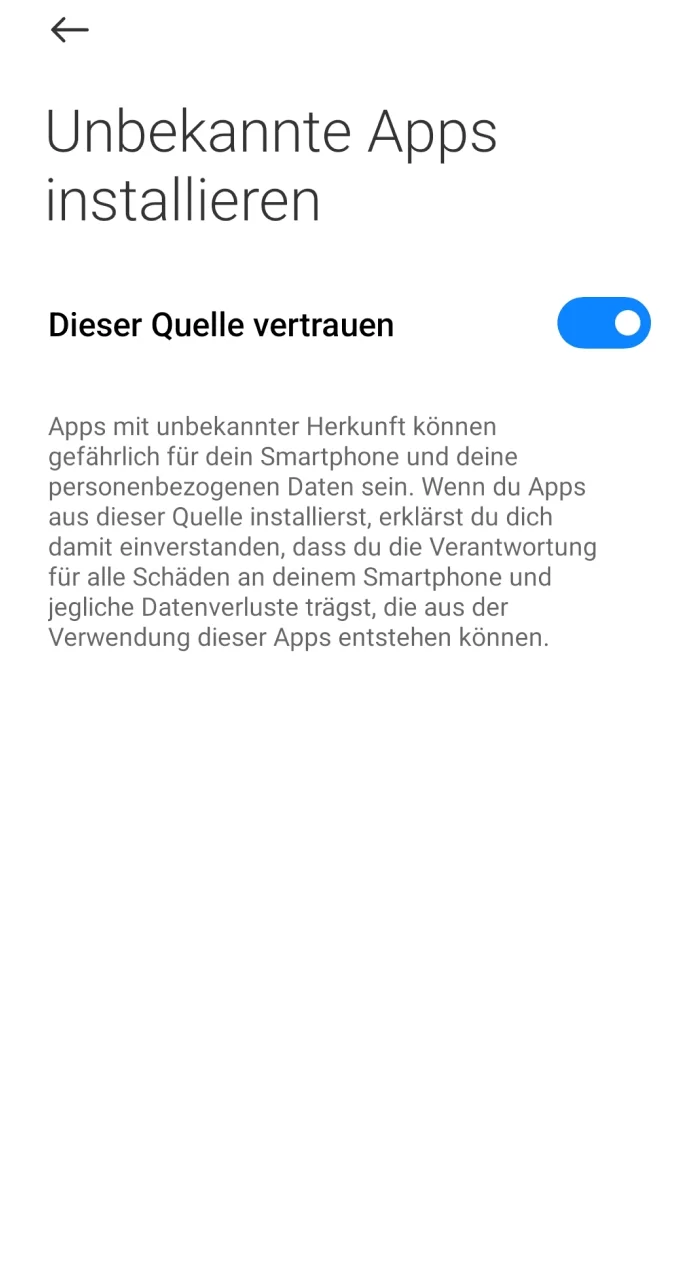 Um den Download der Candy Spinz-App für iOS fortzusetzen, erlauben Sie die Installation aus unbekannten Quellen.