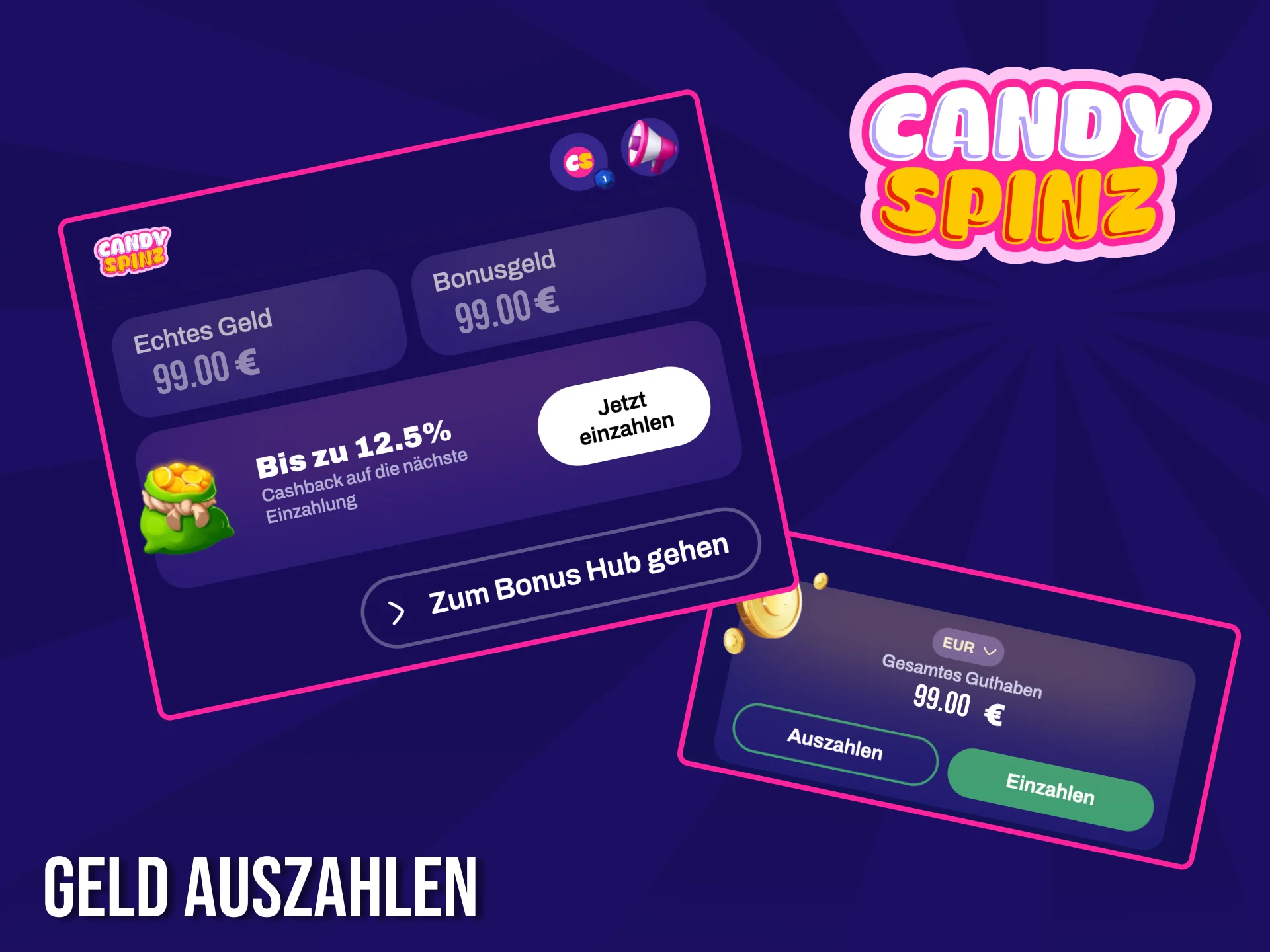 Erfahren Sie anhand detaillierter Anweisungen, wie Sie Guthaben von Ihrem Candy Spinz-Konto abheben können.