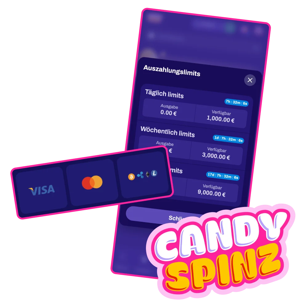 Die offizielle Candy Spinz-Website bietet eine Vielzahl bequemer Auszahlungsmethoden an.