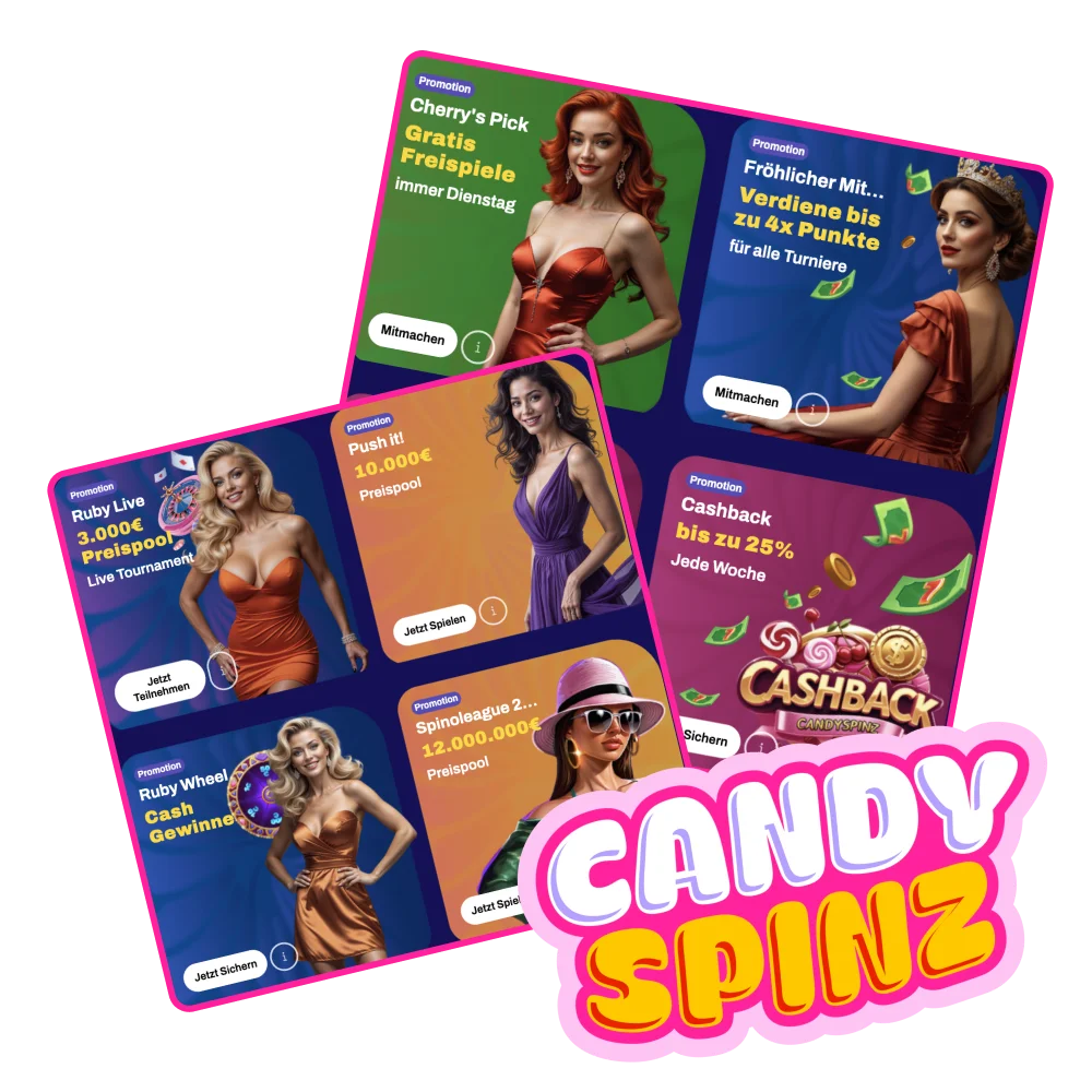 Informieren Sie sich über alle Bonusangebote, die die offizielle Candy Spinz-Website für Casinospiele und Sportwetten anbietet.