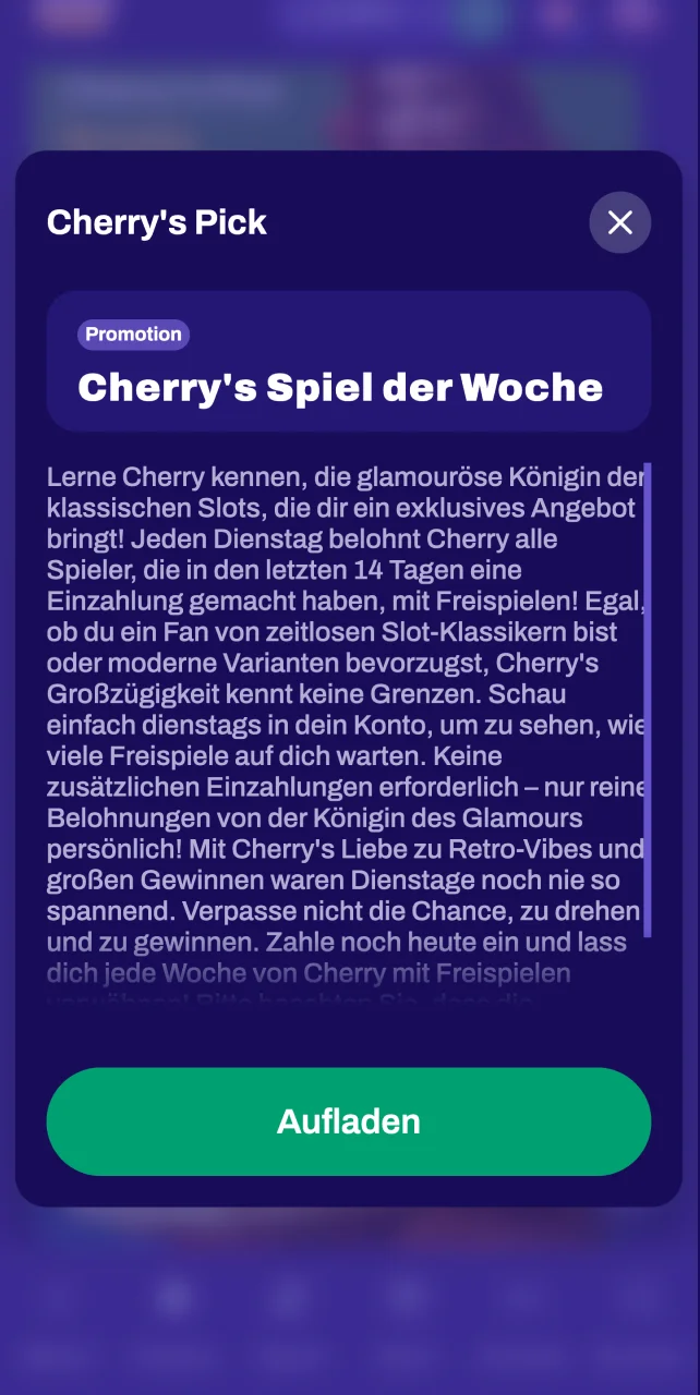 Wählen Sie den gewünschten Bonus aus, lesen Sie die Allgemeinen Geschäftsbedingungen und aktivieren Sie ihn in Ihrem Candy Spinz-Konto.