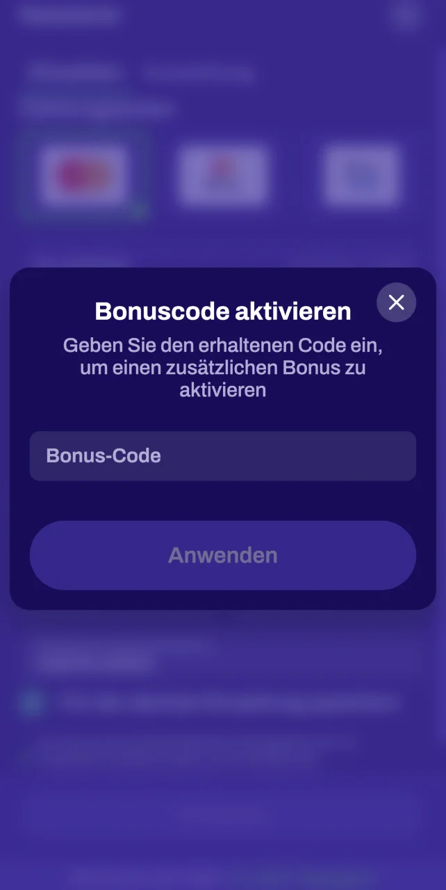 Geben Sie den Aktionscode ein und aktivieren Sie ihn beim Aufladen Ihres Candy Spinz-Kontos.