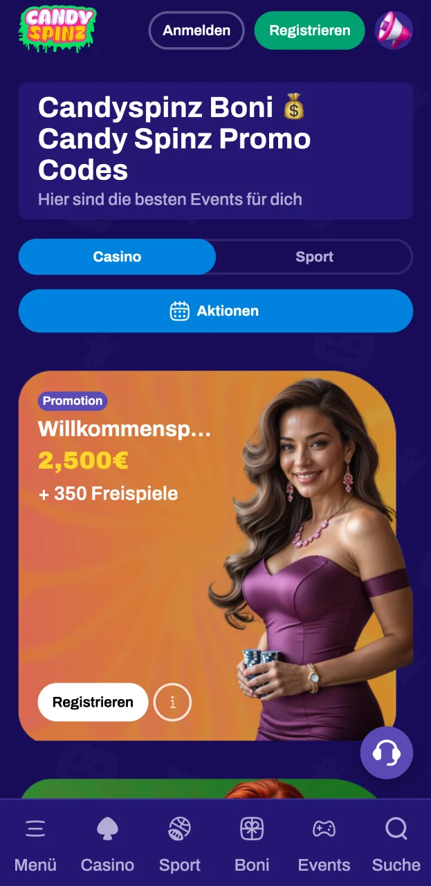 Auf der Candy Spinz Webseite gibt es eine große Anzahl von Bonusangeboten sowohl für Sportwetten als auch für Casinospiele.