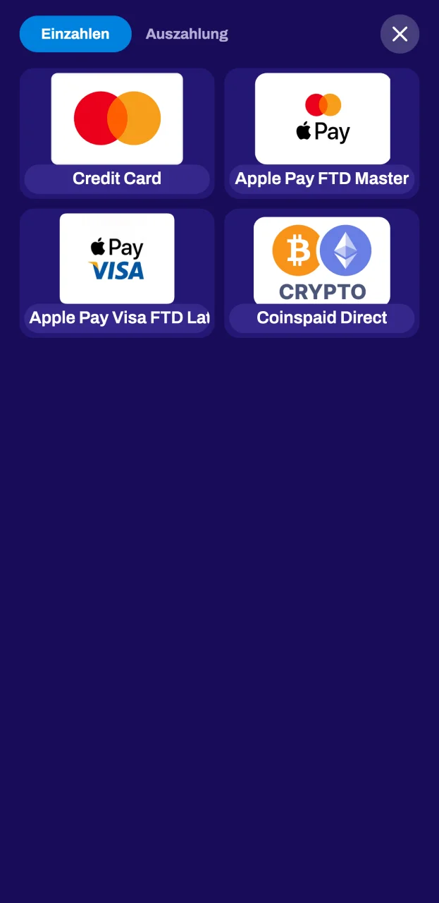 Laden Sie Ihr Konto mit einer bequemen Methode auf, um Wetten auf der Candy Spinz Website zu platzieren.