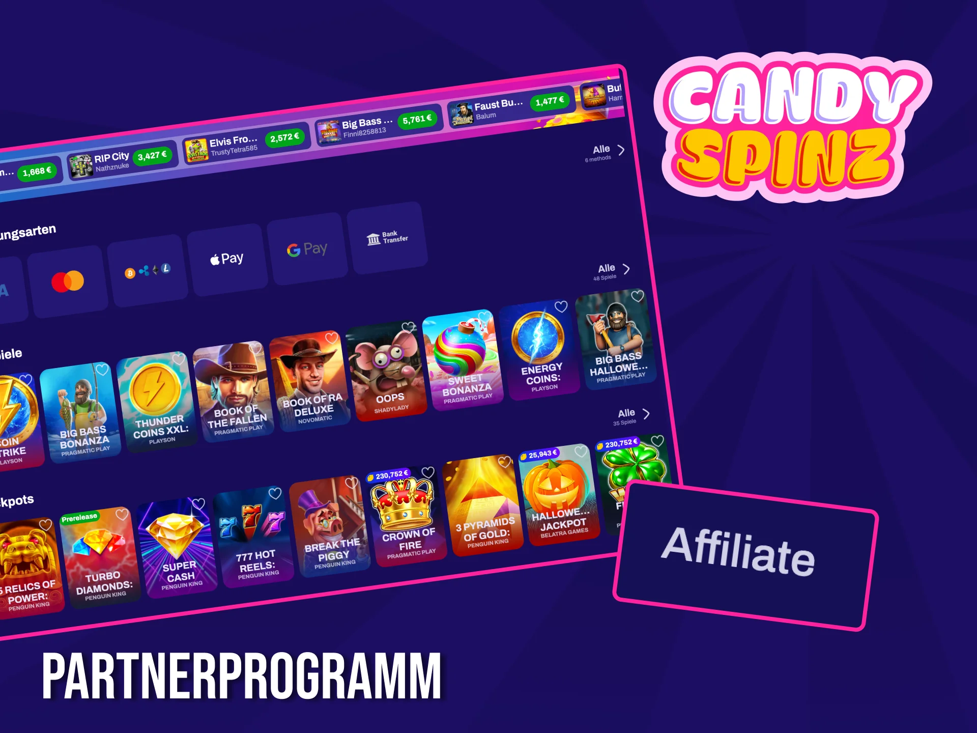 Erfahren Sie mehr über die Vorteile des Candy Spinz-Partnerprogramms.