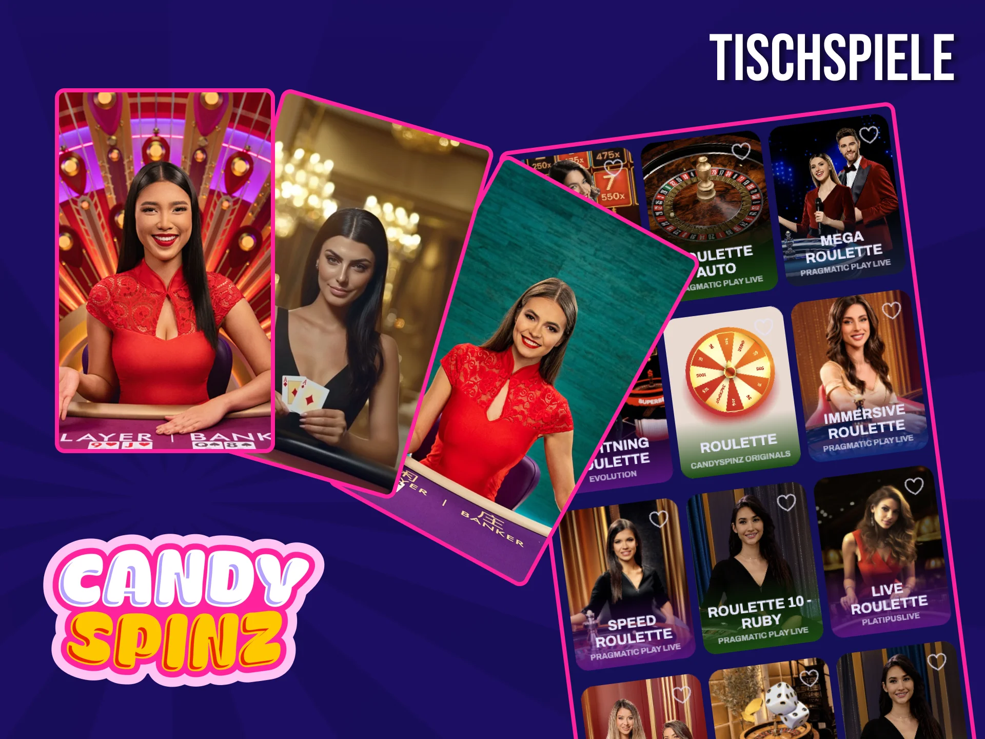 Spielen Sie Ihre Lieblings-Tischspiele online im Candy Spinz Casino.