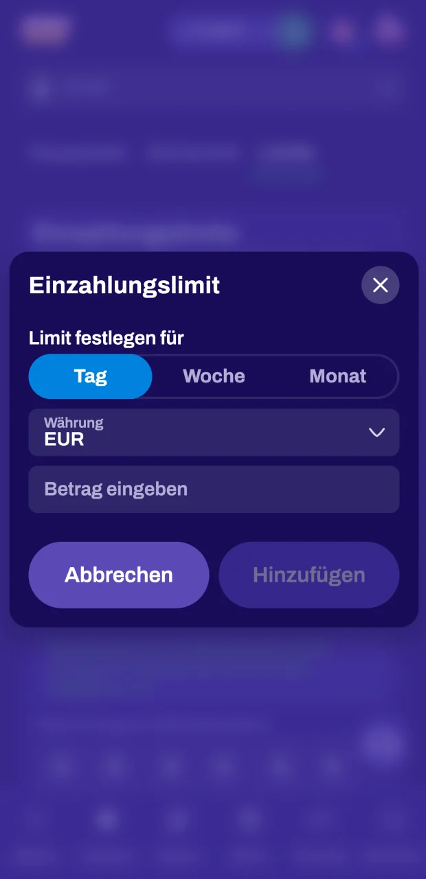 Legen Sie auf der offiziellen Candy Spinz-Website Limits für Ihr Konto fest.