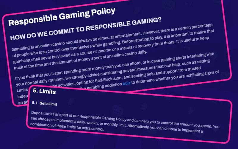 Die verantwortungsvollen Tools auf der Candy Spinz-Website helfen Ihnen, sicher zu spielen.